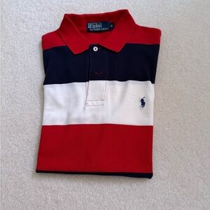 Ralph Lauren Polo Shirt - Navy, White, and Red VINTAGE